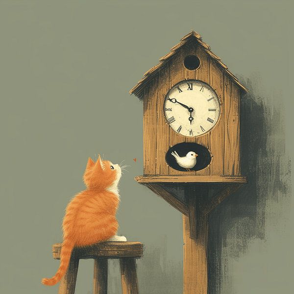 Waiting for the Bird - The Red Cat and the Cuckoo Clock by Karina Brouwer