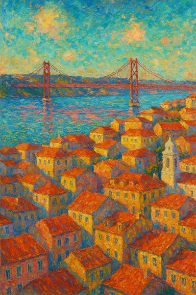 Lisbonne - Toits et pont au crépuscule par Travel Shop