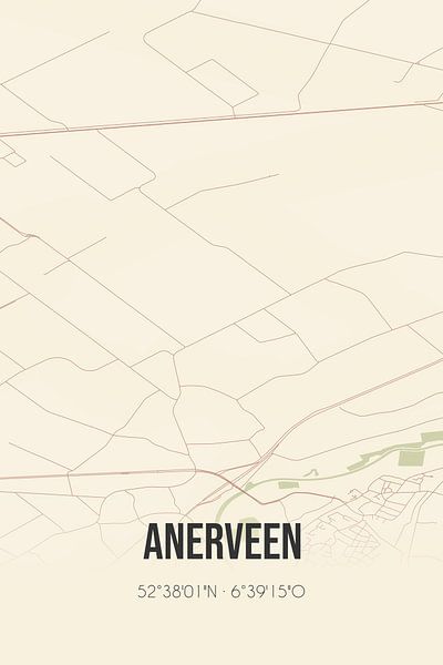 Carte ancienne d'Anerveen (Overijssel) par Affiches de lieux
