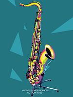 Vintage Selmer Balanced Action 1939 Saxophone in incredible pop art poster