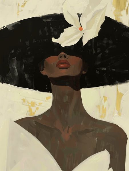 Modern portrait of a young woman with large hat by Studio Allee