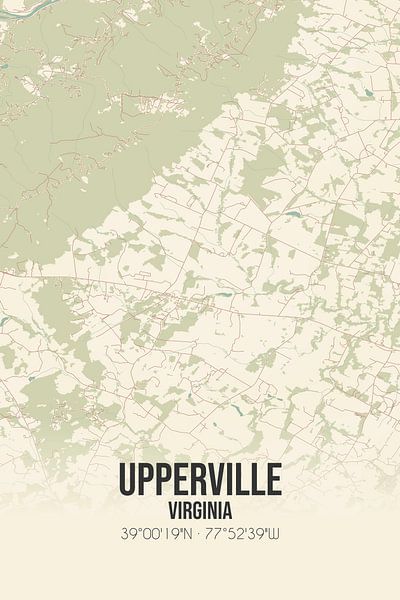 Alte Karte von Upperville (Virginia), USA. von Ortsdrucke