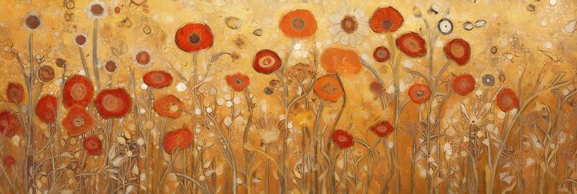 Rote Blumen auf der Goldenen Wiese von Whale & Sons