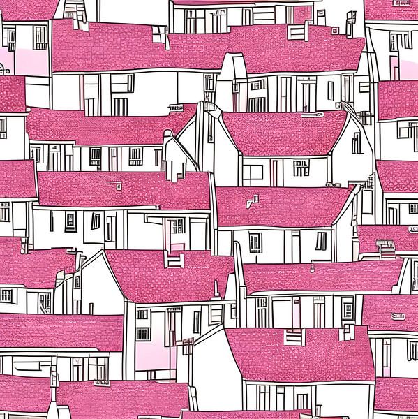 Rosa Dächer von Lily van Riemsdijk - Art Prints with Color