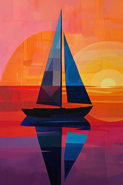 Geometric Sailing - Modern sailboat artwork for sailing enthusiasts by Poster Art Shop