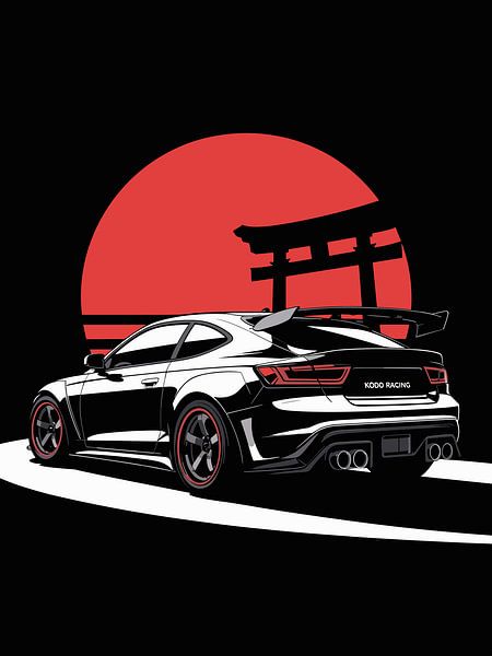 Japanese Car Torri Gate Red Sun by Vicky Hanggara