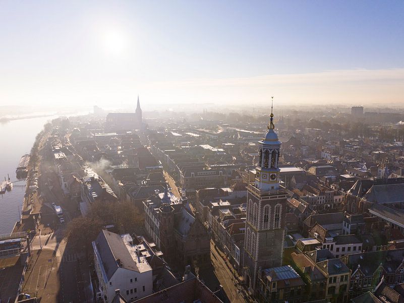 Kampen city view at the river IJssel during a cold winter sunrise by Sjoerd van der Wal Photography