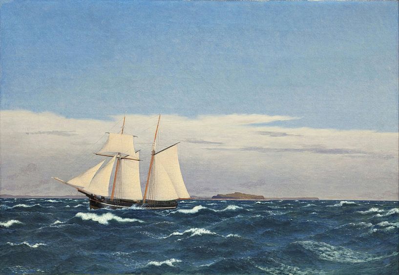 Marine mit der Insel Hjelm und der jütländischen Küste, Christoffer Wilhelm Eckersberg von Meisterhafte Meister