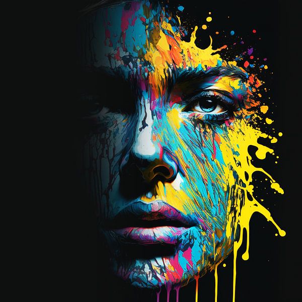 Visage peint multicolore par Color Square