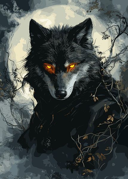 Mystischer Wolf im Mondlicht von Pixelbull Design