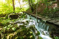 Footpath long waterfall Plitvice