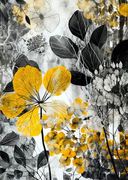 Graue und gelbe Natur Kunst von JBJart Justyna Jaszke