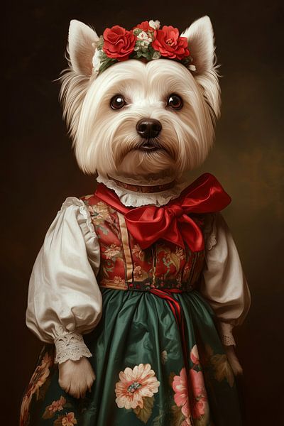 Westie in a dirndl by ARTemberaubend