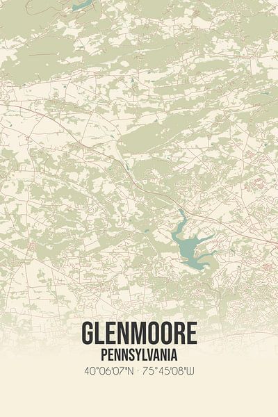 Alte Karte von Glenmoore (Pennsylvania), USA. von Ortsdrucke