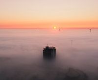 Beautiful foggy morning at Alkmaar, North Holland