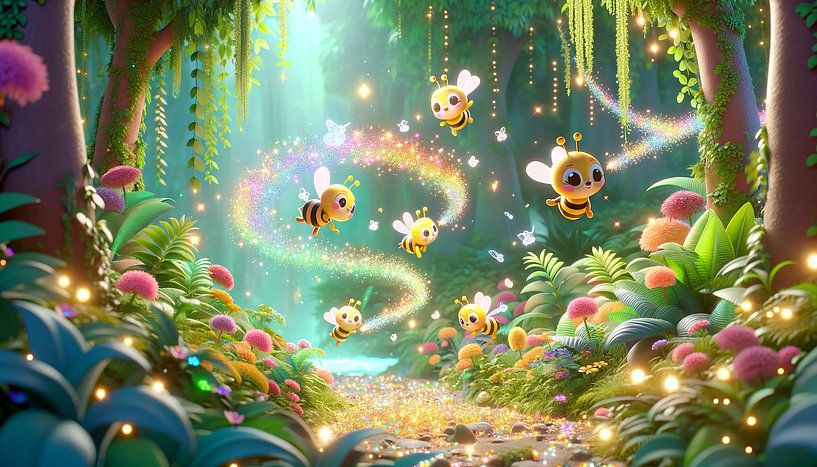 Tanz der Glühbienen im verzauberten Waldlicht von artefacti