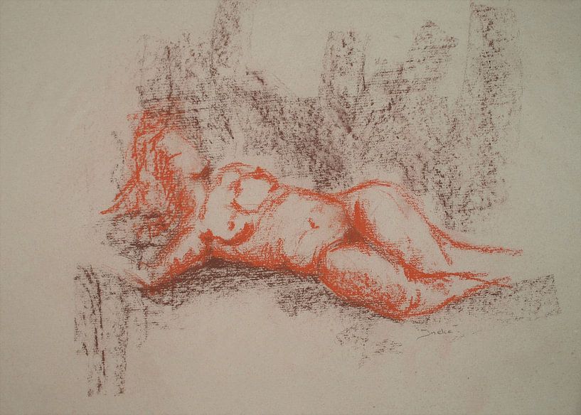 Femme nue . Dessiné à la main par Ineke de Rijk