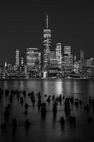 Ligne d'horizon de la ville de New York - One World Trade Center en noir et blanc