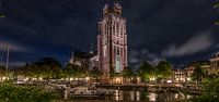 Large church at night in Dordrecht