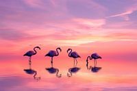 Flamingo (foraging at sunset)