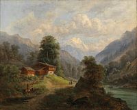 Gustav Barbarini, paysage de montagne avec chalet d'alpage