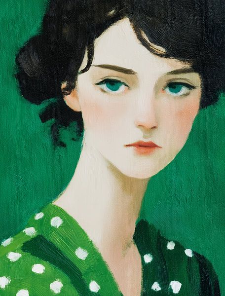 Mädchen in Grün und Stille von Color Square