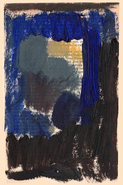 Abstraktes Ultramarin auf altem Papier von Atelier Hoge Ramen