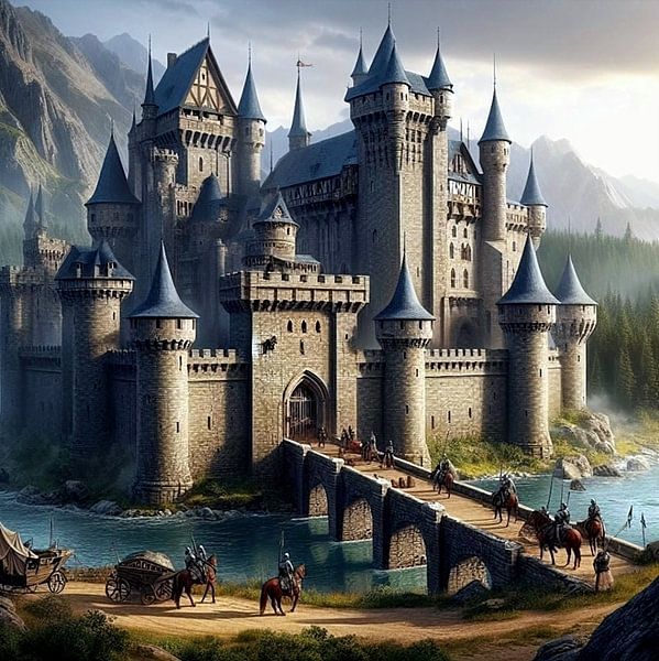 Castle with knights 1 by Yvonne van Huizen