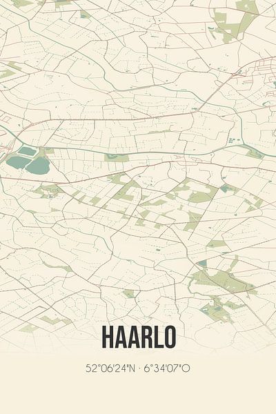 Vieille carte de Haarlo (Gelderland) par Affiches de lieux
