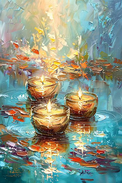 Peinture abstraite de bougies flottantes par Art & Soul Creations