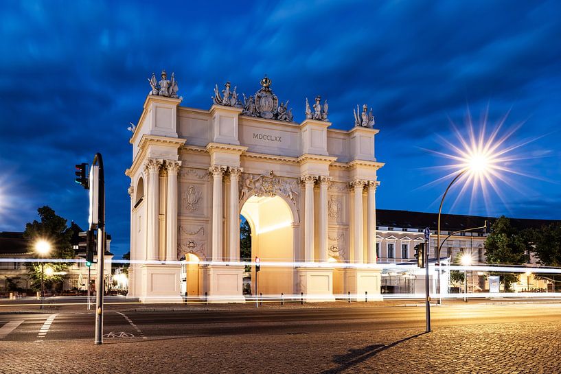 Potsdam Brandenburg Gate and Luisenplatz at blue hour by Frank Herrmann