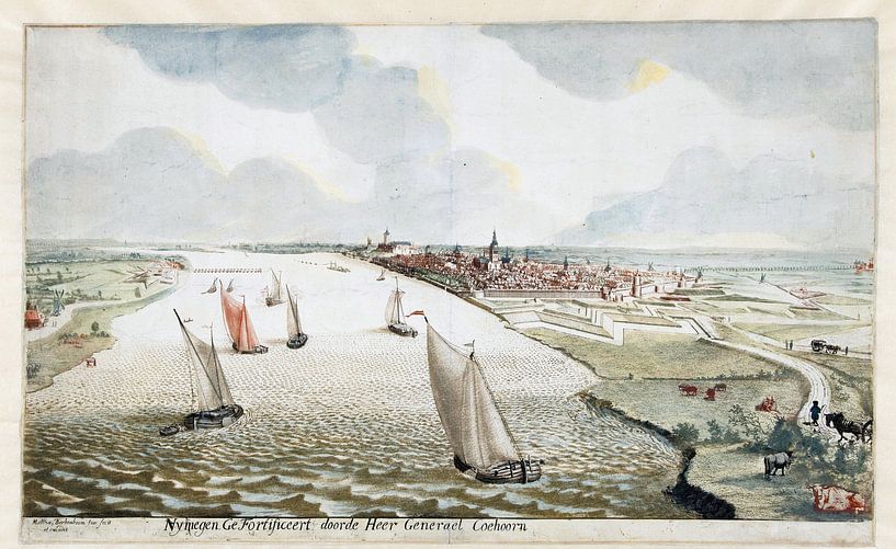 Martinus Berkenboom, View of the fortifications near Nijmegen on the river Waal; around 1700 by Atelier Liesjes