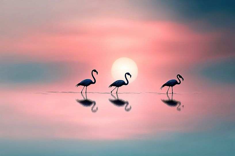 Flamingos bei Sonnenuntergang ii von Studio BB