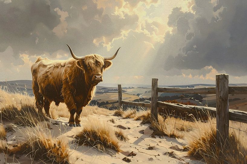 Schottische Hochlandkuh in Dünenlandschaft von Emiel de Lange