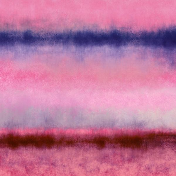 Bunte abstrakte minimalistische Landschaft in neonpink, kobaltblau, verbrannt orange von Dina Dankers