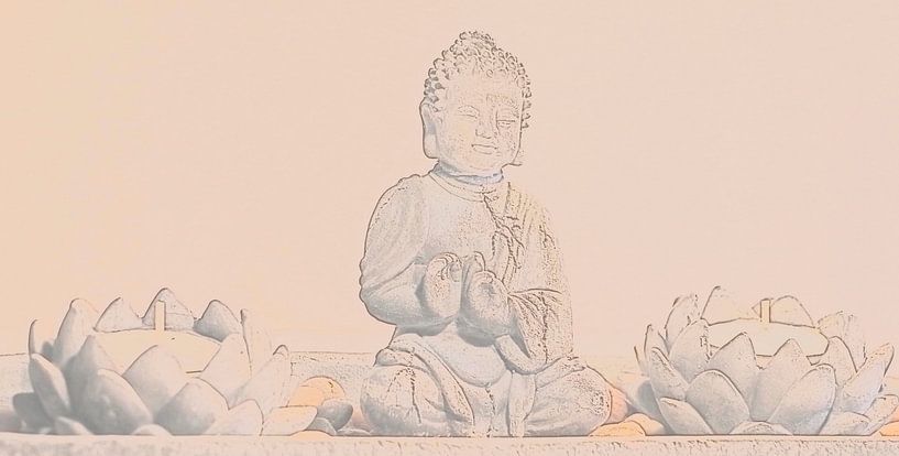 Buddha with lotus flowers by Cora Unk
