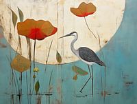 Heron Botanical Print