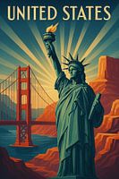 United States Art Deco Poster – Liberty & Golden Gate Harmony
