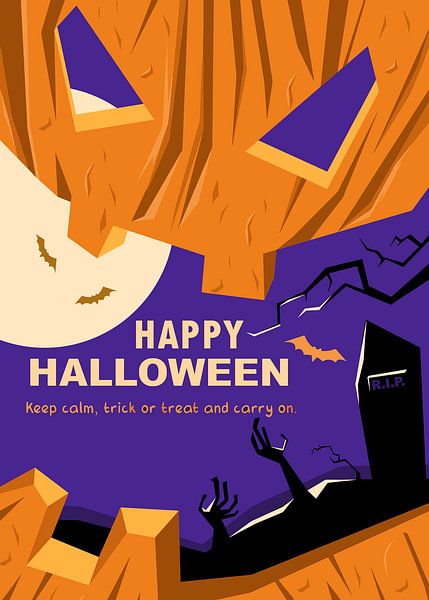 Kürbisgesicht Halloween Poster von Art Kingdom