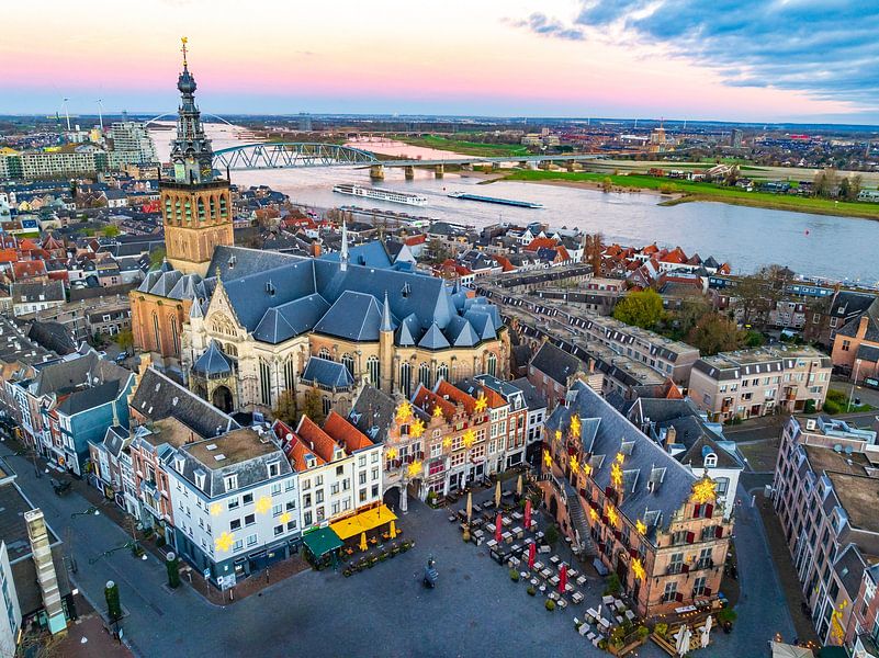 Nijmegen skyline at the river Waal during sunrise by Sjoerd van der Wal Photography