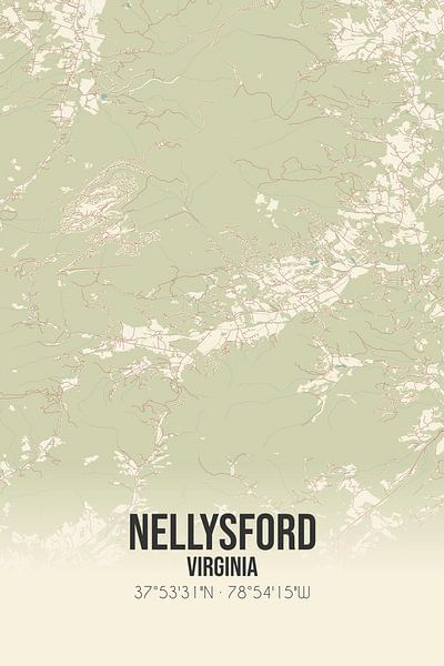 Alte Karte von Nellysford (Virginia), USA. von Ortsdrucke