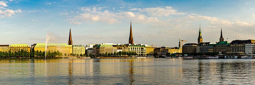 Panorama skyline Hamburg at the Aussenalster by Dieter Walther