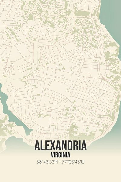 Alte Karte von Alexandria (Virginia), USA. von Ortsdrucke
