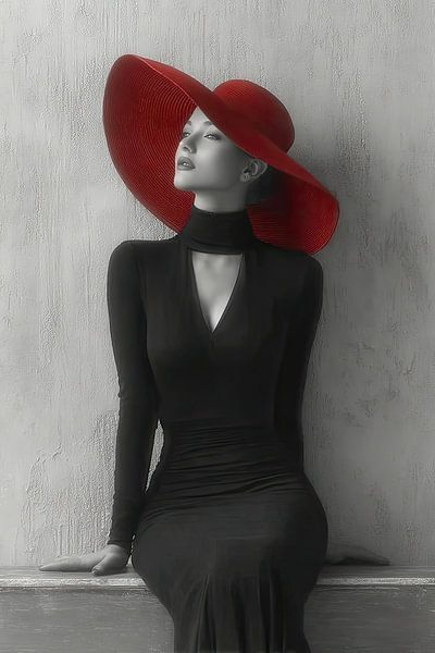 Frau mit rotem Hut von Egon Zitter
