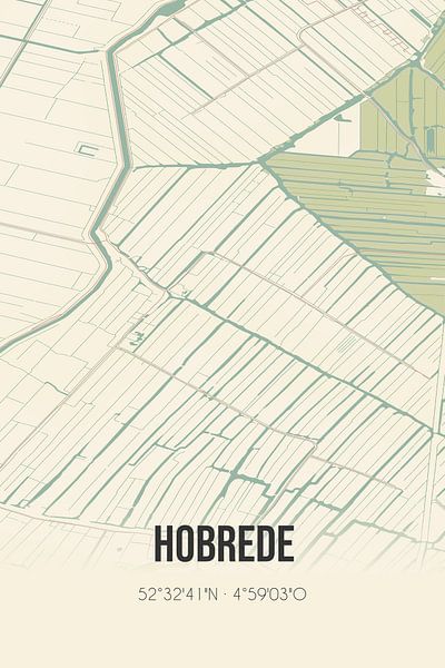 Vieille carte de Hobrede (Hollande du Nord) par Affiches de lieux