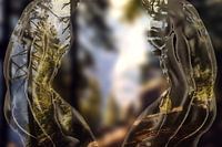 Two naked men with nature. Sandwich men