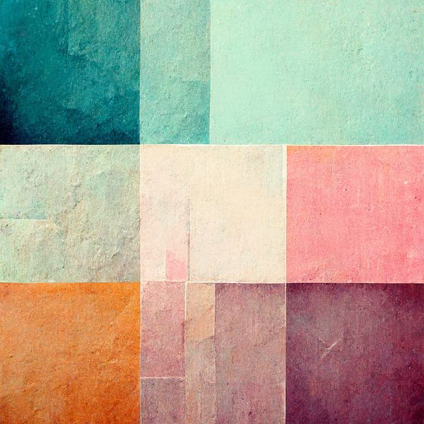Abstract geometric shapes in pastel colours in Scandinavian style by Roger VDB