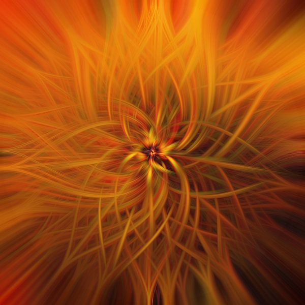 Blume des Lichts. Abstraktes geometrisches Feuerwerk. Orange leuchten. von Dina Dankers