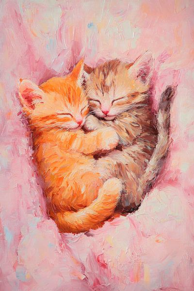 Schlafende Katzen in Herzform von Poster Art Shop