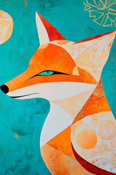 Renard de style géométrique sur turquoise par Poster Art Shop